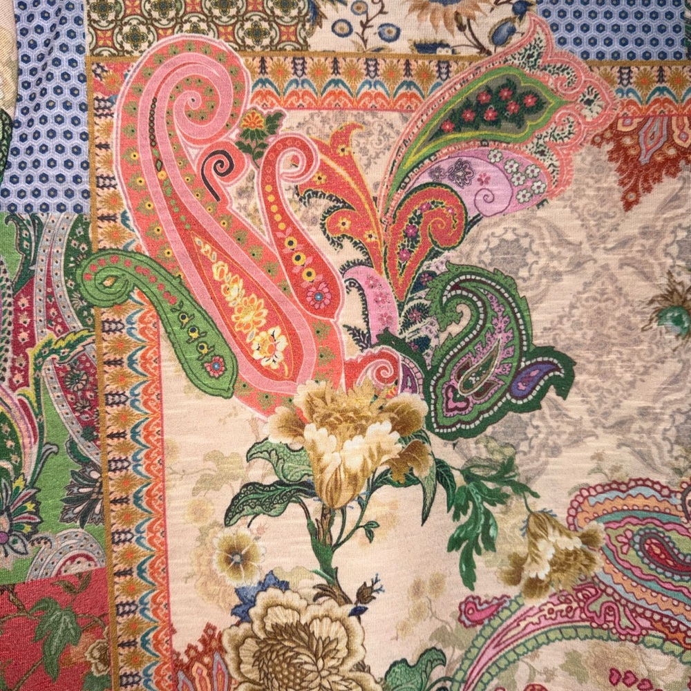 Chico’s Boho Tie Front Paisley Top Sz 2 (12) - Picture 5 of 6